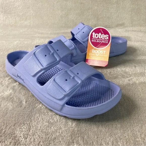 Totes Slide Womens Sandals Size 6 Periwinkle Foam EVA Cushion Water NEW - Picture 3 of 12